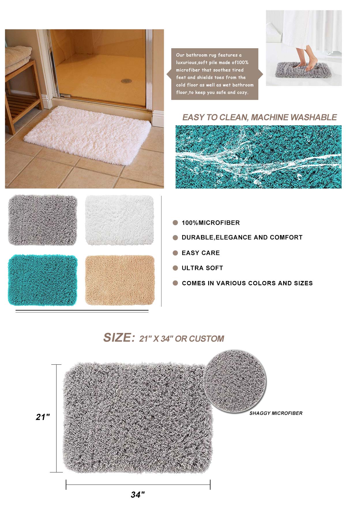 Plush Bathroom Rugs Mat