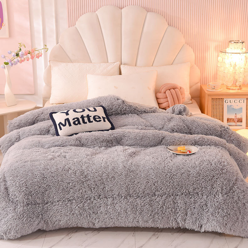 Furry Gray Comforter Set