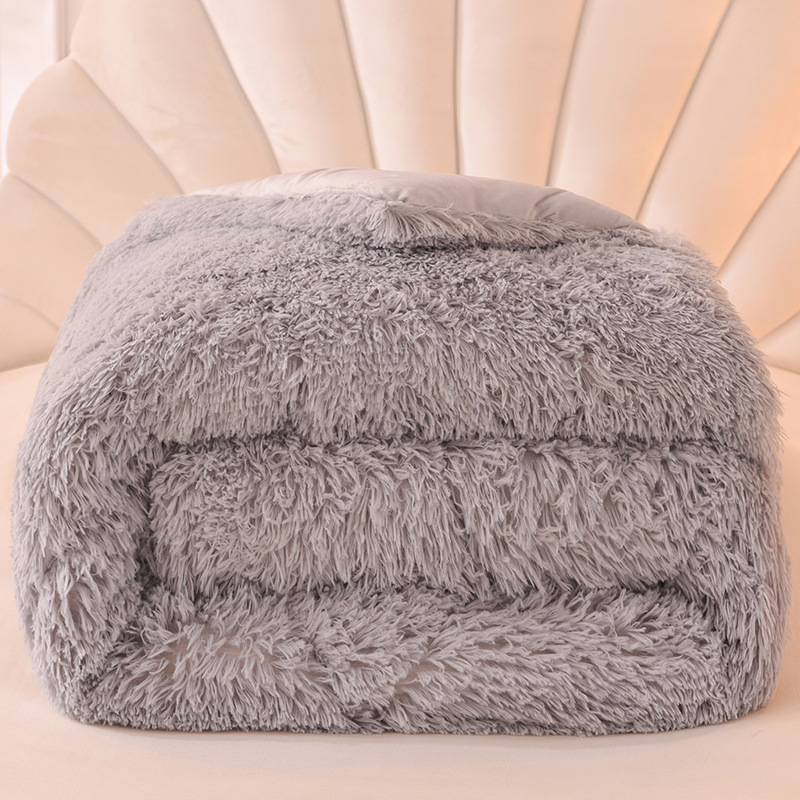Furry Gray Comforter Set