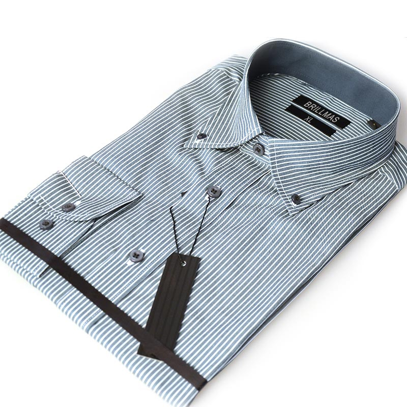 BRILLMAS Men's Long Sleeve Shirts Striped Casual Shirt Custom