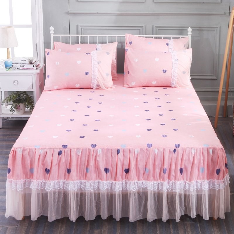  Luxury Embroidery Ruffle Quilt Bedding Skirts Set