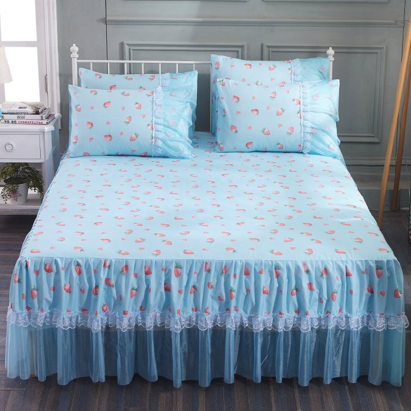 Luxury Embroidery Ruffle Quilt Bedding Skirts Set